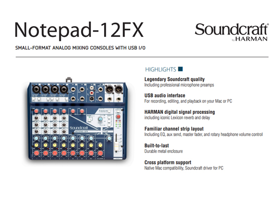 Mixer Audio Soundcraft Notepad