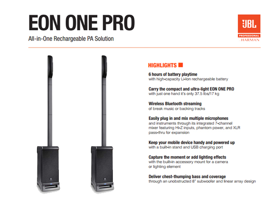 Paket Sound System Portabel JBL EON ONE PRO